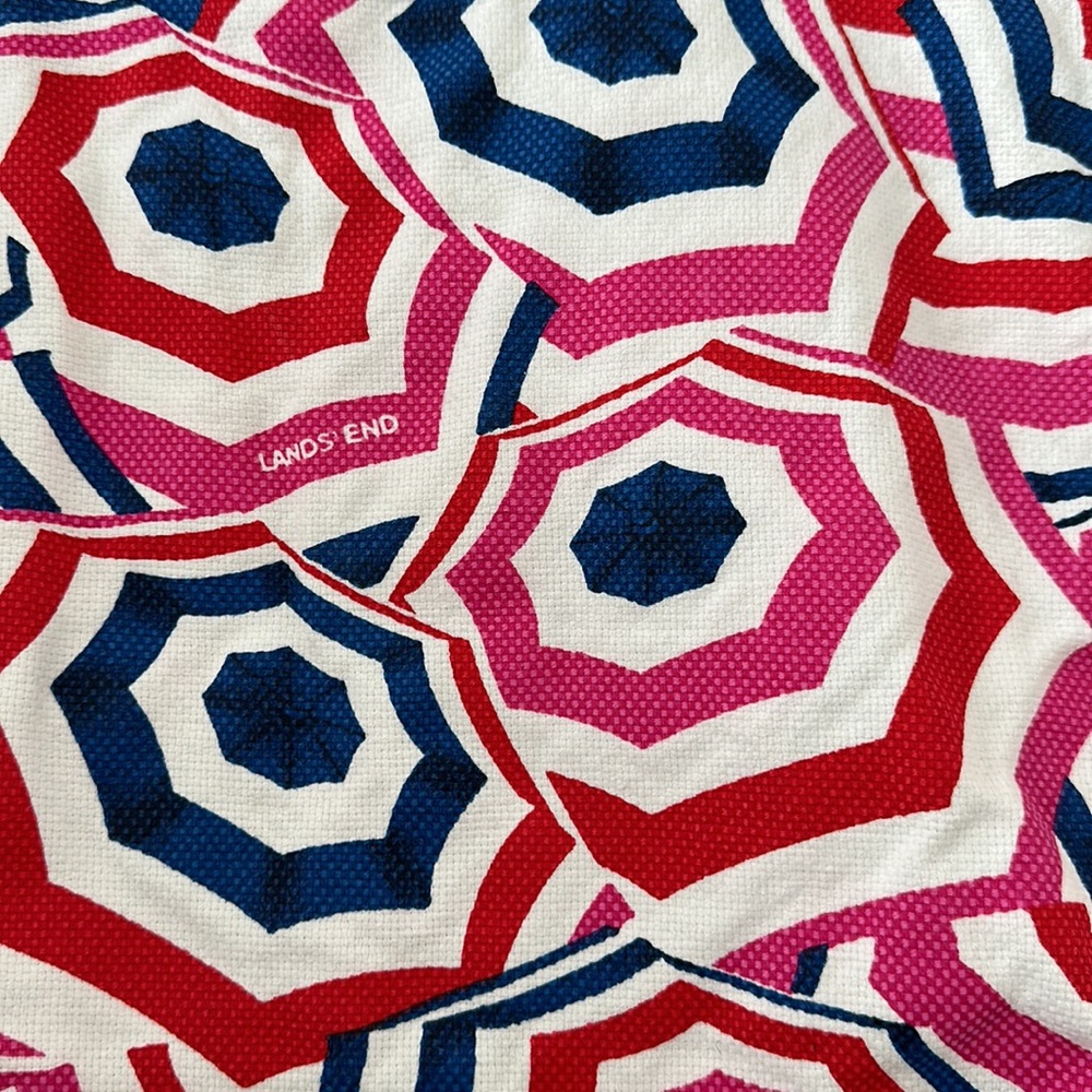 Lands’ End Pink Red White Blue Umbrella Print Large Packable Beach Tote Pool Bag - Picture 4 of 13